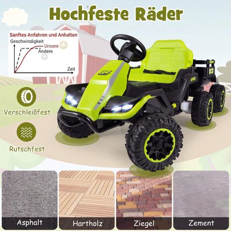 24V Kids Electric Tractor with Remote Control, Green (1/5)