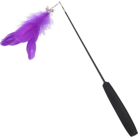 Jouet pour chat avec clochettes et plumes sonores, bâton télescopique pour chats d'intérieur (violet) (1/4)