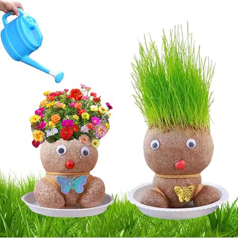 Set aus 2 Mini-Bonsai im Topf mit wachsenden Grasbüscheln (M1) (1/5)