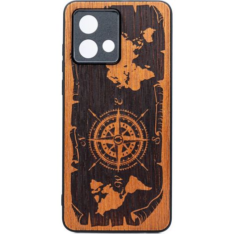 Bewood Holzkoffer für Motorola G84 5G Wind Rose Merbau (1/2)
