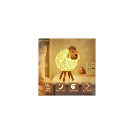 Veilleuse LED en rotin imitation mouton, lampe de chevet projecteur veilleuse pour enfants, veilleuse LED pour chambre, chambre de bébé, salon, cadeau, 110 cm, USB/interrupteur à bouton-poussoir