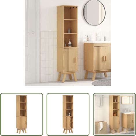 Holz Schrank - Badezimmerschrank mit Regal Olden Braun 35 x 30 x 159 cm (1/5)