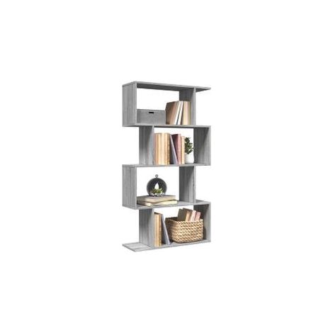 Étagère séparatrice de pièce 4 niveaux sonoma gris 70x24x129 (1/5)