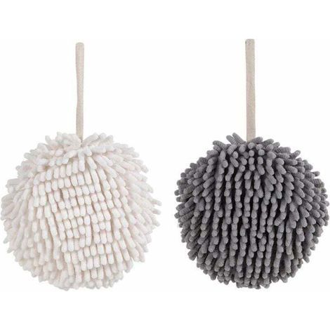 Asciugamano in microfibra da appendere, morbido asciugamano in velluto color corallo, asciugamano assorbente ad asciugatura rapida per cucina e bagno (bianco e grigio) (1/4)