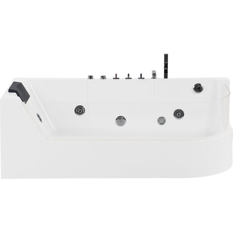 Bañera de hidromasaje de acrílico sanitario blanco frontal transparente con LED 170 x 85 cm con reposacabezas estilo moderno Acuario