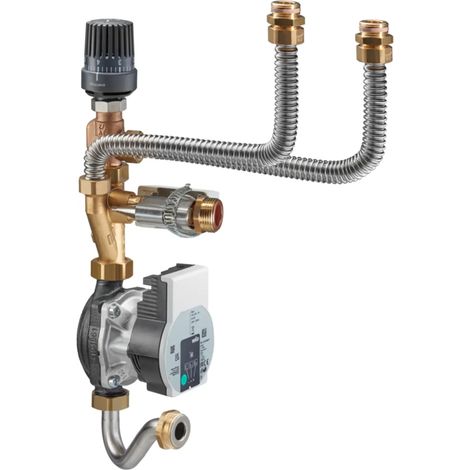 OVENTROP Módulo de regulación de la temperatura de avance para circuitos de calefacción por suelo radiante para Regudis W-HTE, con bomba de alta eficiencia Reguflow 15-6/130 TS, 1344554