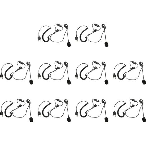Lot de 10 oreillettes talkie-walkie avec micro et PTT, compatible Midland GXT1000VP4, LXT600VP3, GXT1050VP4, GXT1000XB, GXT400, GXT450 (1/5)