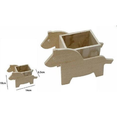 Vtizikl 2 Pz Portapenne Contenitore Penne Matite Legno Naturale Decoupage Cavalli 53480a -