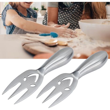 Fourchette à tête souriante, pour la pâtisserie (gâteaux, cheesecakes), ustensiles de cuisine, fourchette en acier inoxydable à manche creux (1/5)