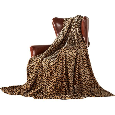 Jeté de lit en polaire pour canapé, lit, chaise, doux, coloré, surdimensionné, couverture décorative ultra pelucheuse (230 x 260 cm, guépard) (1/5)
