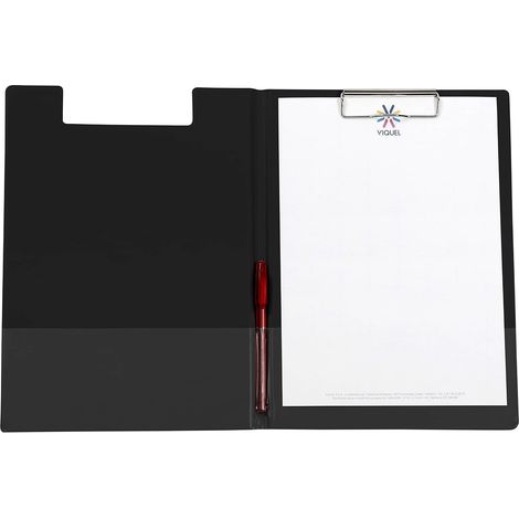 Porte-Bloc A4 avec Rabat et Pince Métal, Support d'Écriture avec Compartiment de Rangement pour Documents, Formulaires et Dossiers, Noir (1/5)