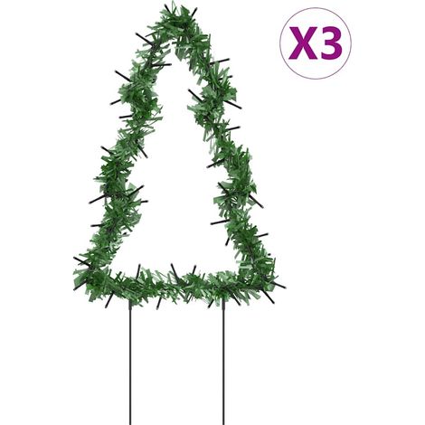 Décoration lumineuse arbre de Noël piquets 3 pcs 50 LED 30 cm