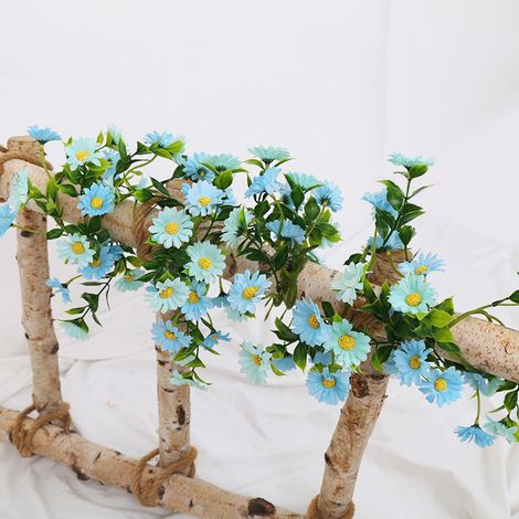 Décoration de vigne suspendue artificielle, vigne de fleur de marguerite simulée, 2,1 mètres, 88 fleurs, bleu (1/5)