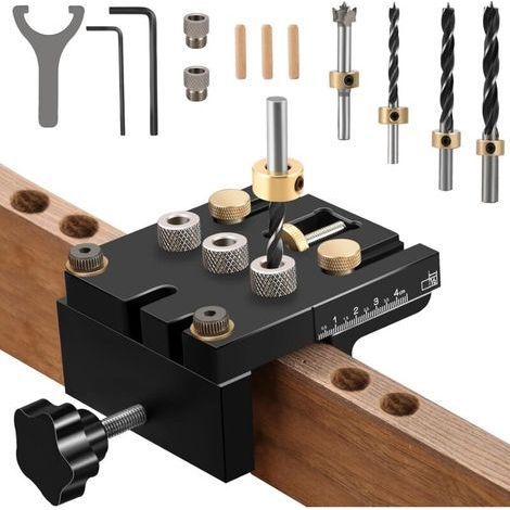 6/8/10/15-mm-Bohrschablone – Selbstzentrierendes Set für Holz – Präzise Dübellöcher – Verstellbare Bohrführung (1/5)