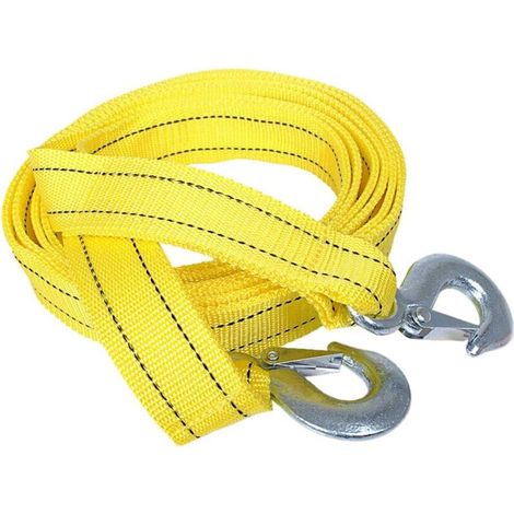 YMYNY Sangle de remorquage robuste avec crochets de sécurité, 4,3 cm x 4 m ePolyester 5 tonnes, corde de traction Jaune