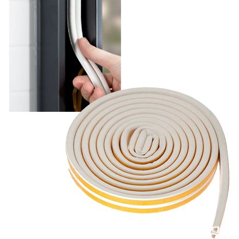 Joint de porte insonorisant autocollant en 3 parties, type D, pour portes et fenêtres, blanc (1/5)