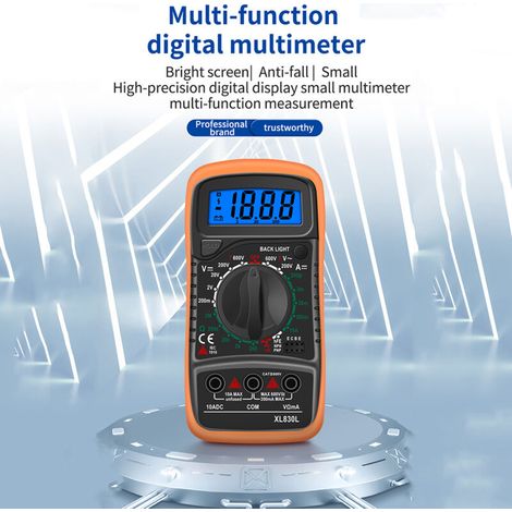 XL830L Tragbares Digitalmultimeter mit LCD-Hintergrundbeleuchtung, AC/DC-Voltmeter, DC-Amperemeter, Ohm-Spannungs- und Widerstandsmessgerät, universelles Hochpräzisions-Multimeter - Crezuo