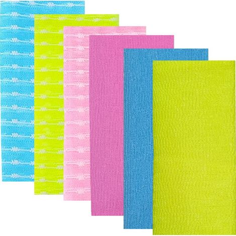 Serviette de bain exfoliante en nylon, 90 cm (35 pouces), serviette de bain beauté pour la peau, serviette de massage, convient aux hommes et aux femmes, lot de 2 (1/5)