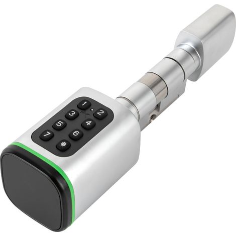 Cylindre de serrure électronique avec code numérique, serrure de porte blanche standard européenne, clé manuelle, carte intelligente, mot de passe, application pour téléphone portable (1/5)