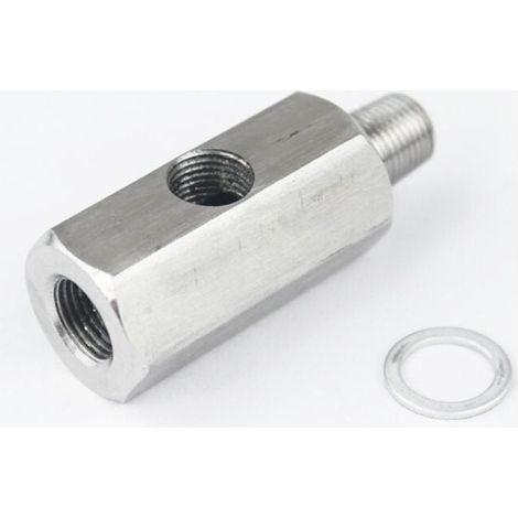 Té de capteur de pression d'huile en acier inoxydable 1/8" NPT Turbo Ligne d'alimentation en huile Manomètre Pièces automobiles (1/8" NPT) (1/4)