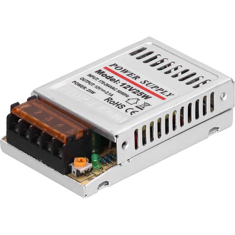 Transformateur d'alimentation à découpage DC12V 25W 2,1A pour système de caméra de sécurité à bande LED et caisson lumineux