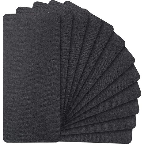 12 feuilles de tissu thermocollant de réparation 4,92 x 11 pouces, patchs thermocollants pour vêtements pour réparer canapés, pantalons, poches, trous, genoux, coudes (Noir) (1/5)