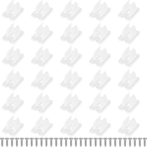 30 Pièces Clips de Fixation pour Bande Lumineuse LED, Attache Ruban Led Neon, Attache Guirlande Led, Supports Neon Led en Plastique avec Vis, Blanc, Pour Installation Intérieure et Ext (1/5)