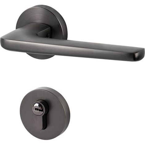 Serrure de porte en alliage de zinc, modèle poignée de porte intérieure pour chambre à coucher, noire, pour préserver l'intimité de la pièce, noire (1/5)