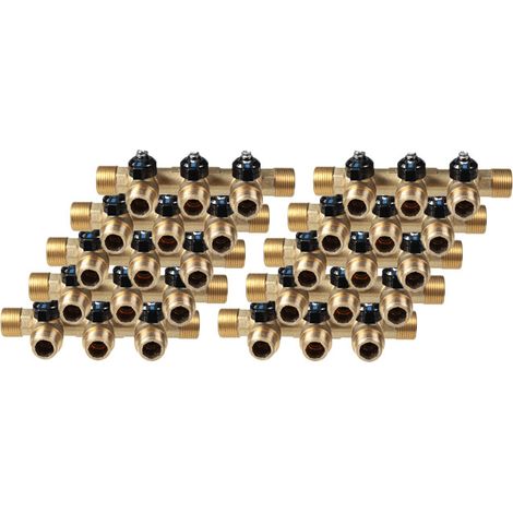 10 Collecteurs mini-vanne mâle 3/4" (20/27) - femelle 1/2" (15/21) - 3 piquages mâle 1/2" (15/21) - Arcanaute