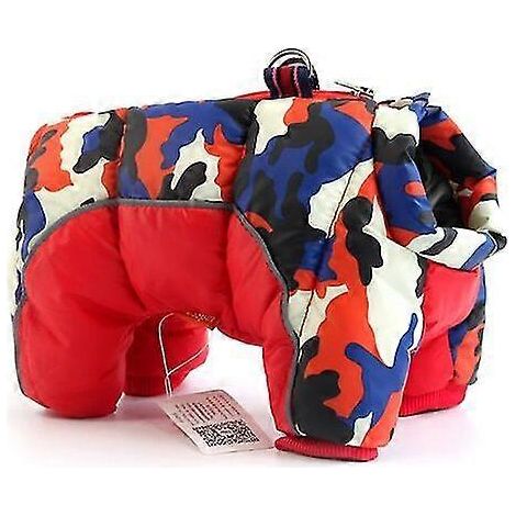 Chaqueta de invierno súper abrigada para perros, abrigo de algodón grueso, impermeable, para perros pequeños, ideal para cachorros de bulldog francés. Color rojo. (1/5)