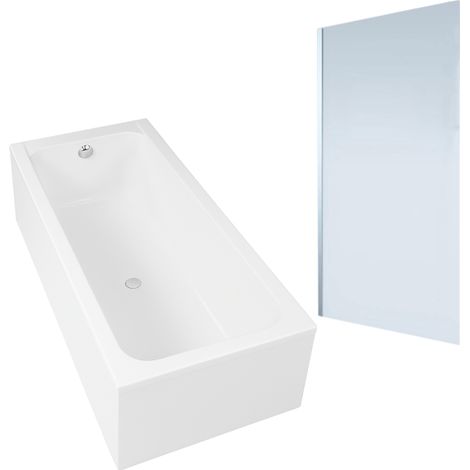 Bañera derecha DURAVIT D-Code 1700x750mm + Mampara de bañera derecha AURYS Mist 1 cromo