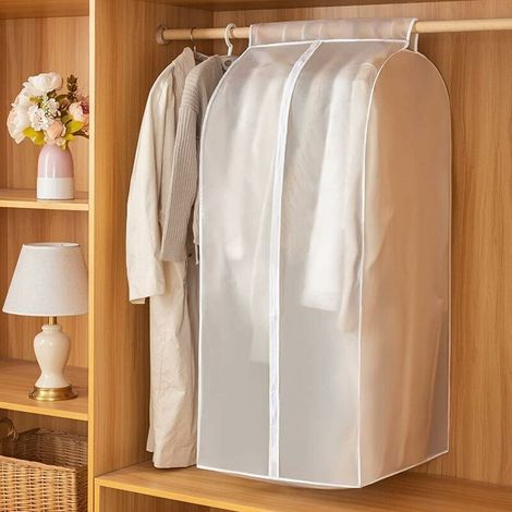 housse vetements à suspendre, 60x50x120cm PEVA étanche à la poussière et à leau housse vetement, résistant à la saleté et inodore lavable housses de vêtements réutilisable avec fermeture éclair (1/4)