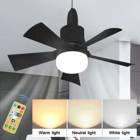 Ventilateur de plafond avec télécommande Silencieux - Plafonnier 5 pales Plafonnier E26 plafond Eté/Hiver Chambre à coucher Salle à manger,noir (1/4)