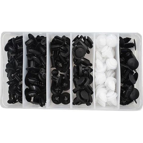 Lot de 100 rivets de fixation pour garde-boue de voiture - 6 tailles - En nylon - Pour pare-chocs et jupes latérales (1/5)