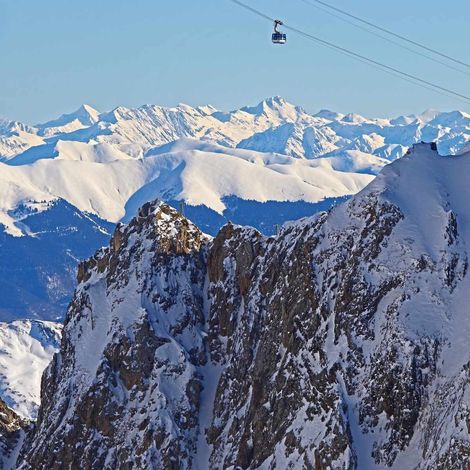 Tableau sur toile téléphérique Pic Midi 45x45 cm - Impression sur Toile Murale Décorative - Image imprimée en HD sur Toile - Toile sur Châssis en Bois FSC - Fabriqué en France (1/4)