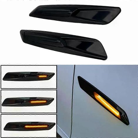 Lot de 2 feux de position latéraux dynamiques à LED pour BMW Série 1, 3 et 5 (F30, E90, E91, E92, E93, E46, E60, E61) - Référence : BMW F10-JXLGV (1/4)