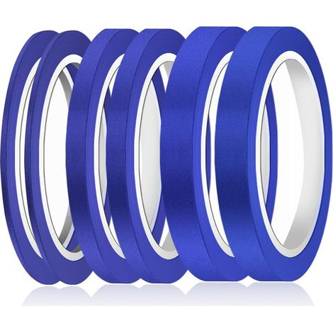 (Bleu) 6 Rouleaux 50m Ruban Adhésif Couleur, 3/5/10 mm Large Ruban de Masquage Fine Line Ruban de Peintre for Automobile Voiture École Bureau Projets de Bricolage (1/5)