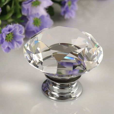 Poignée de porte en verre cristal prismatique Wish, 3 cm, avec vis. (1/5)