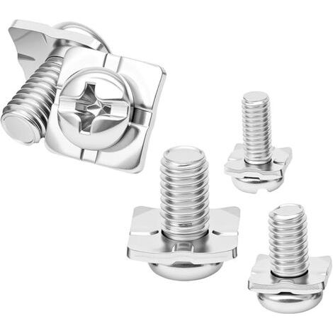 Pair 20 Pièces Vis à Tête Cruciforme avec Rondelle Carrée, Vis à Tête Ronde en Acier Carbone M4 x 8 mm avec Rondelle de 8 mm, pour Montage de Panneaux (1/5)