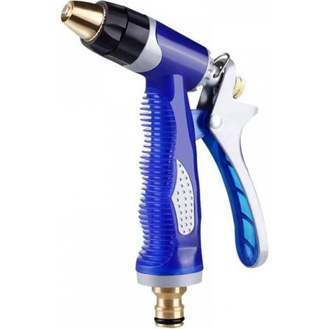 Buse de tuyau d'arrosage, buse en métal robuste, buse d'eau haute pression avec 4 modes pour arroser le jardin, laver la voiture et baigner les animaux de compagnie, buse entièrement en laiton + poign (1/3)