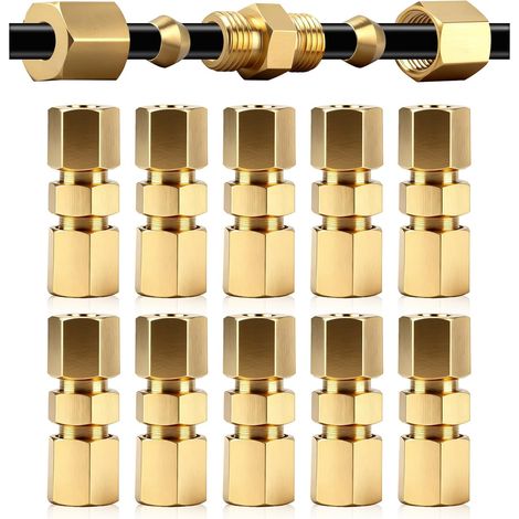 Set de 10 Connecteurs de Tuyau de Frein 4,75mm, Raccords en Acier Cuivré, Installation Facile Sans Embouts, Performance Stable et Durable pour Réparation et Entretien Systèmes de F (1/5)