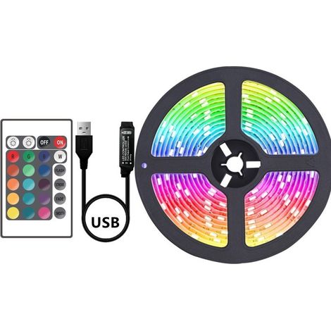 Bande lumineuse LED RGB pour fond de mur TV, couleur multicolore, USB, Bluetooth 24 touches - 3 m (1/3)