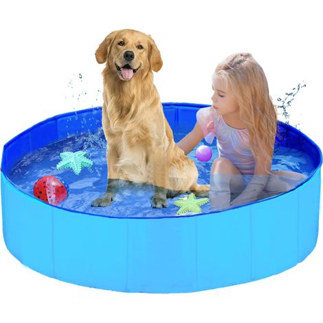 Piscine pliable antidérapante en PVC pour animaux et enfants Baignoire pour enfants en panneau de fibres durable (bleue) (1/5)