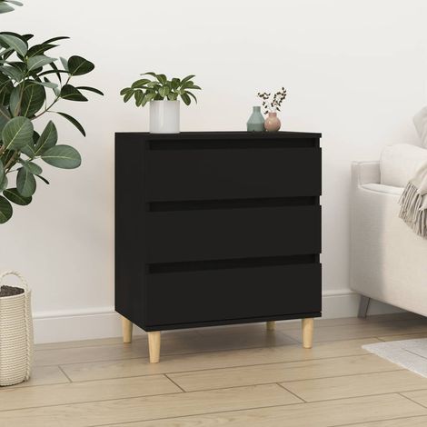 Buffet Commode Armoire Luxueux, pour Salon Chambre Entrée Cuisine, Noir 60x35x70 cm Bois d'ingénierie OIB7458E (1/5)