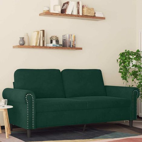 Canapé-Sofa à 2 places Vert foncé 140 cm Velours 803035 (1/5)