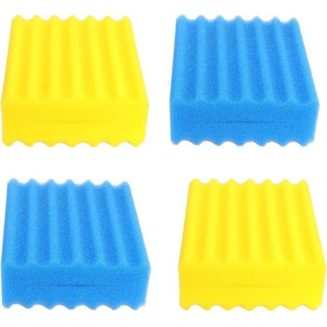 Lot de 4 éponges filtrantes – Compatible SunSun CBF-200T – Bleu/jaune – Pour filtre aquarium (1/5)