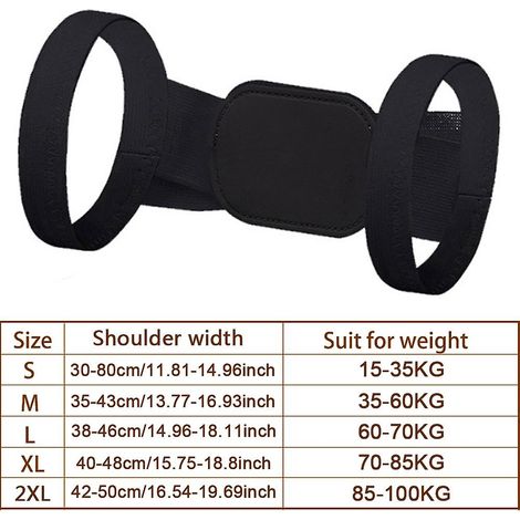 Correcteur de posture dorsal médical ajustable, ceinture de soutien des épaules et de la clavicule pour hommes et femmes, correcteur de dos voûté en position assise - noir (S) (1/5)