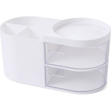 Range-stylo de bureau avec tiroirs, organisateur multifonction en plastique durable pour fournitures et cosmiques, design moderne (1/5)