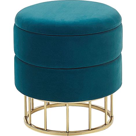 Pouf Contenitore Color Foglia di Té Imbottitura in Poliestere Base in Metallo Oro Elgin