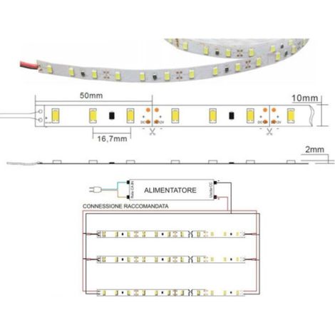 Tira de luz LED rígida de 1 metro, 5630, 7020, 5050, 13 W, 72 LED, luz cálida/fría.